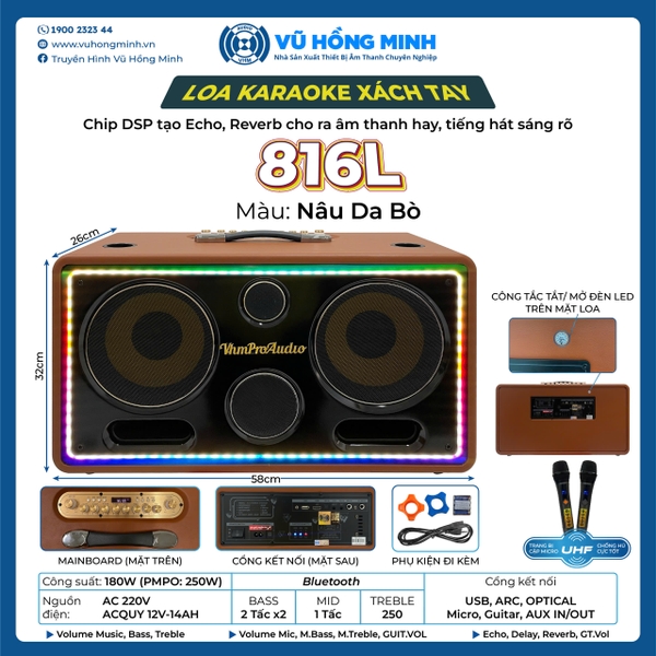 Loa karaoke xách tay VHM 816L