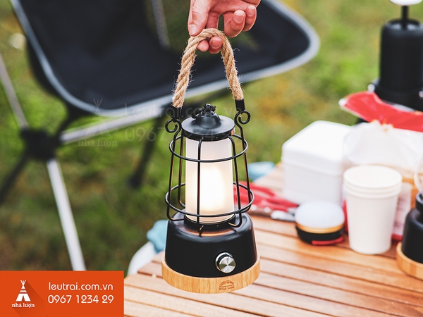 Đèn Led dã ngoại pin sạc Retro Hemp Rope Lantern Wild Land