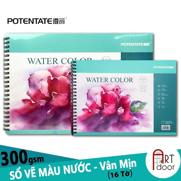 Sổ vẽ màu nước POTENTATE Hoa Đỏ dày 300gsm (vân mịn)