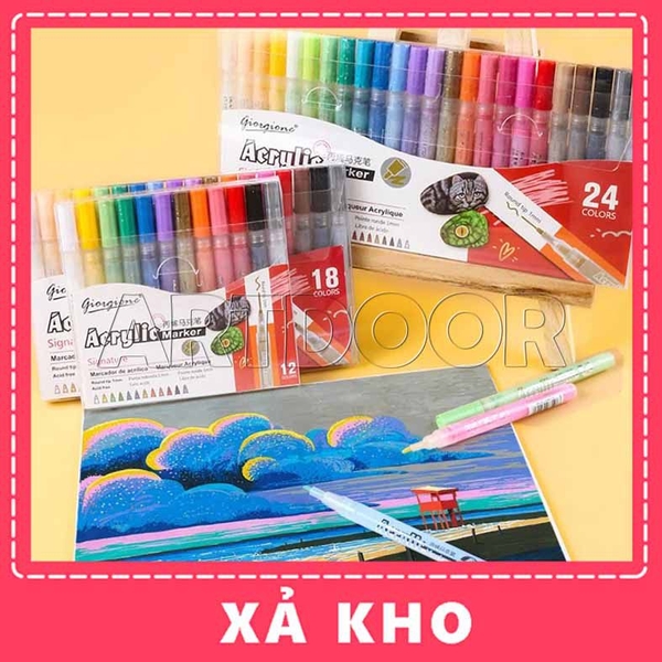 Bộ bút Acrylic GIORGIONE Signature Marker kháng nước, bền màu (hộp giấy) - [xả kho]