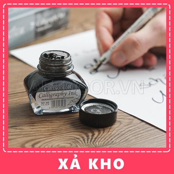 Mực viết chữ CRETACOLOR Calligraphy đen (30ml) - [xả kho]