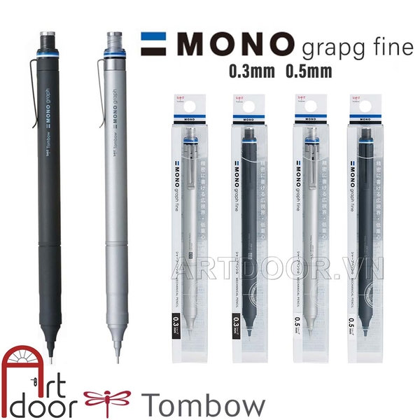 Bút chì kim bấm TOMBOW Fine Limited thân Thép (đầu 03/05mm) dòng Mono Graph bấm ra ngòi