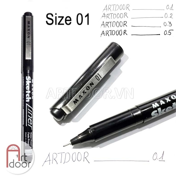 Bút line kháng nước Đen MAXON Sketch (cây lẻ) - 0.1 - [xả kho]