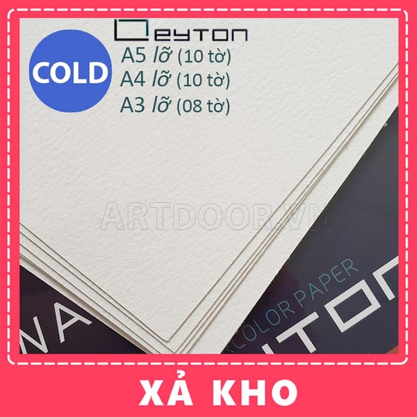 Giấy vẽ màu nước LEYTON 100% Cotton dày 300gsm (vân nổi Cold) - A4 Lỡ (10 tờ) - [xả kho]