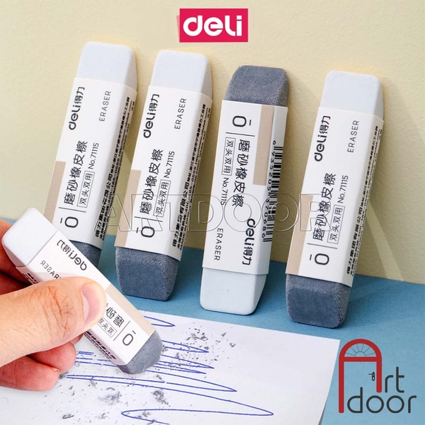 Gôm tẩy 2 đầu DELI tẩy siêu sạch cả chì và mực
