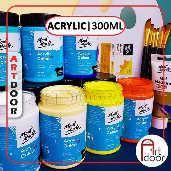 Màu vẽ Acrylic MONT MARTE Hũ (300ml) custom áo, vải, gỗ, kính, tô tượng, đất sét, số hóa