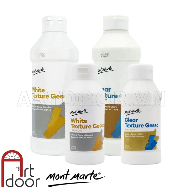 Sơn lót Acrylic MONT MARTE Gesso (chai lớn) giúp bám chắc, bền màu, dễ vẽ trên vải, nhựa, kính, gỗ, đá