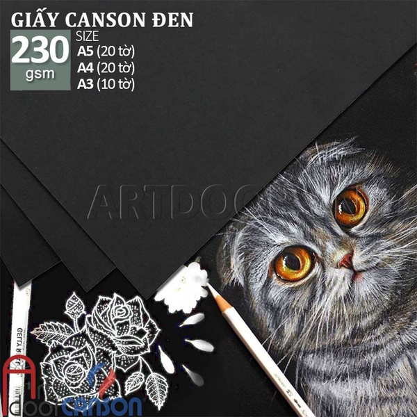 Giấy vẽ màu CANSON giấy Đen dày 230gsm (trơn)