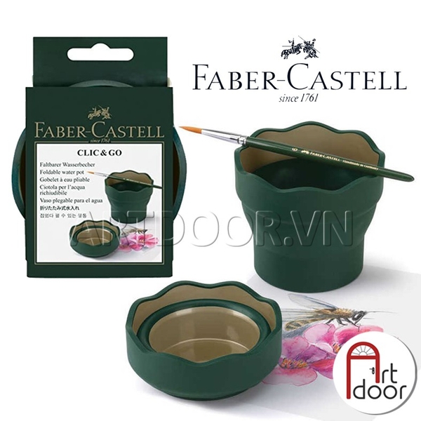Khay Xô Cốc rửa cọ FABER CASTELL gấp gọn đựng nước để vẽ màu nước, pentel poster, gouache, acrylic