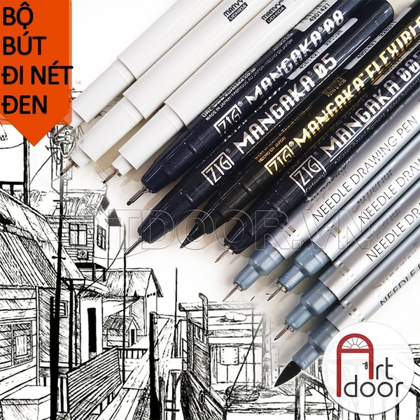 Bộ Bút line kháng nước Đen SUPERIOR/ MARVY trọn bộ (hộp giấy)