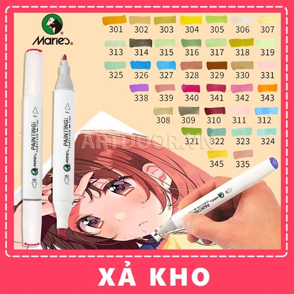 Bút Marker MARIES hai đầu cây lẻ (full) - [xả kho]