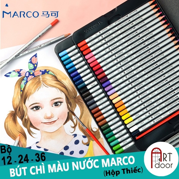 Bộ chì màu Nước MARCO Raffine (hộp thiếc) - Nhiều Màu