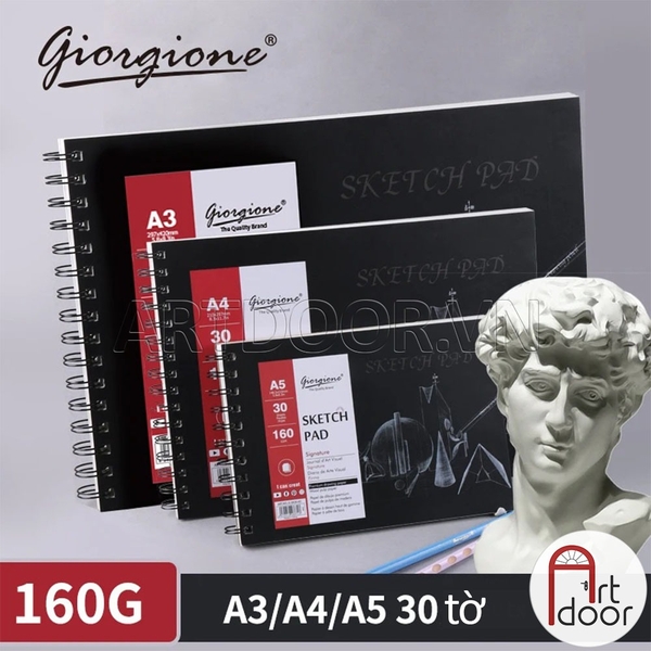 Sổ vẽ chì GIORGIONE Sketch giấy Ngà mỏng 160gsm (vân mịn)