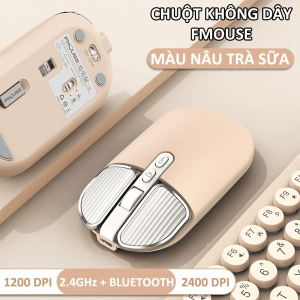 Chuột không dây FMOUSE M203 sạc pin siêu mỏng kết nối bluetooth và chip USB  2.4GHz dùng cho pc, laptop, tivi, điện thoại | Huy Long