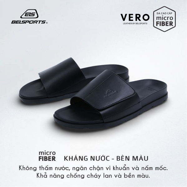 Dép Da Microfiber BELSPORTS cao cấp Vero VB01 Quai bản ôm chân, đế PU ...