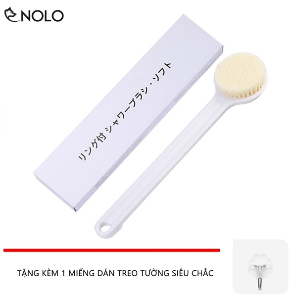 Dụng Cụ Cây Bông Tắm Chà Lưng Tẩy Tế Bào Chết Massage Muji Model MJ01 Thân Dài 35cm Tặng Kèm Móc Dán Tường Siêu Chắc