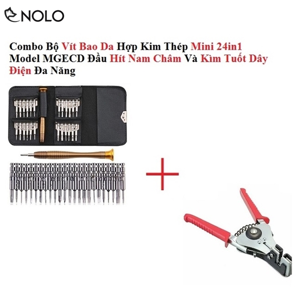 Combo Bộ Vít Bao Da Hợp Kim Thép Mini 24in1 Model MGECD Đầu Hít Nam Châm Và Kìm Tuốt Dây Điện Đa Năng