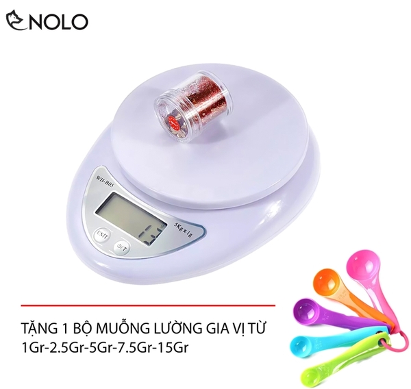 Cân Điện Tử Màn Hình LCD 5KG 1GR Model CDTB052 Tặng Kèm Bộ Muỗng Lường Gia Vị 5 Mức