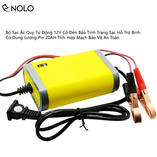 Bộ Sạc Ắc Quy Tự Động 12V Có Đèn Báo Tình Trạng Sạc Hỗ Trợ Bình Có Dung Lượng Pin 20AH Tích Hợp Mạch Bảo Vệ An Toàn