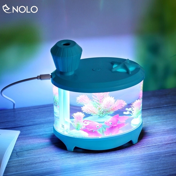 Máy Phun Sương Tạo Ẩm Không Khí Kiểu Dáng Hồ Cá Mini Có Đèn Led