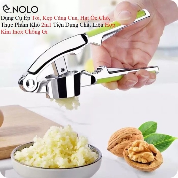 Dụng Cụ Ép Tỏi, Kẹp Càng Cua, Hạt Óc Chó, Thực Phẩm Khô 2in1 Tiện Dụng Chất Liệu Hợp Kim Inox Chống Gỉ
