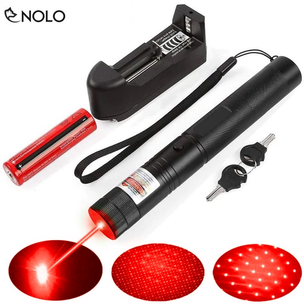 Bộ Đèn Pin Sạc Laser Ánh Sáng Đỏ Bước Sóng 532nm Model Laser303 Phạm Vi Chiếu Xa 1500m Đến 2000m Có Nhiều Kiểu Chiếu Sáng Tích Hợp