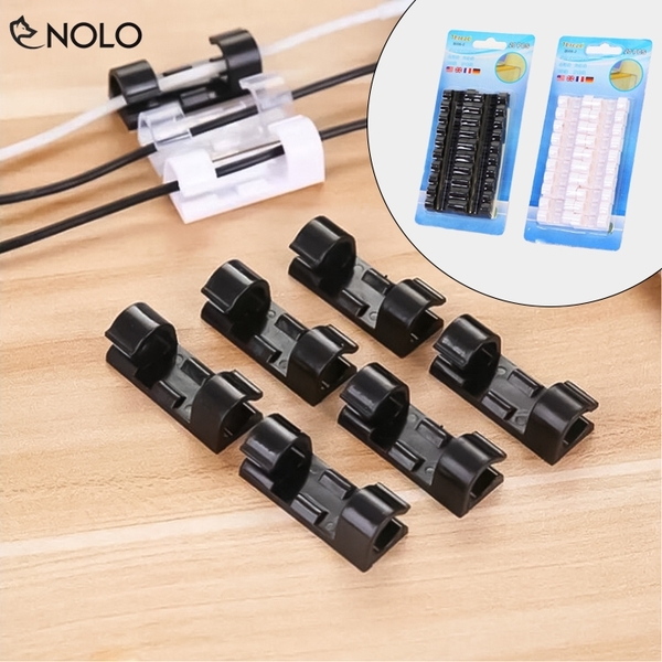 Combo Bộ 40 Cái Nẹp Dây Điện Dây Sạc Dây Tín Hiệu Dán Tường Cố Định Chất Liệu Nhựa ABS Băng Dính Rời