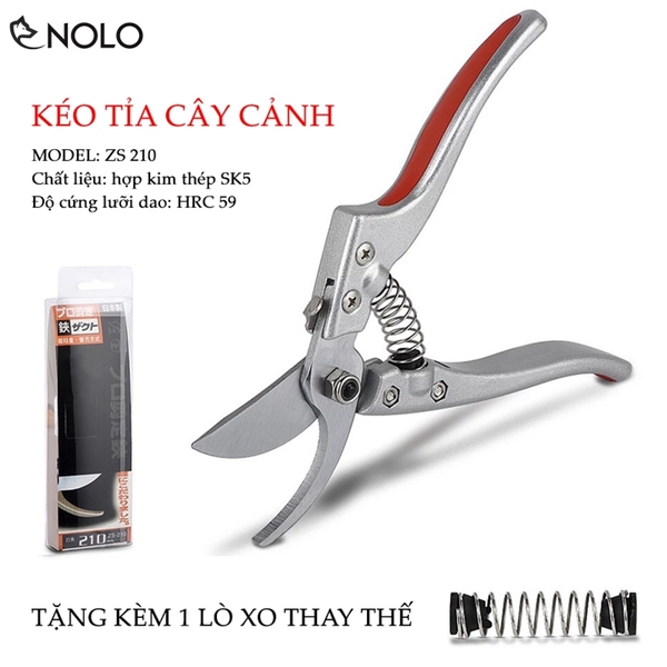 Kéo Cắt Tỉa Tạo Kiểu Cây Trồng Model ZS 210 Chất Liệu Hợp Kim Thép SK5 Độ Cứng Lưỡi Kéo 59 HRC Chiều Dài Kéo 21cm