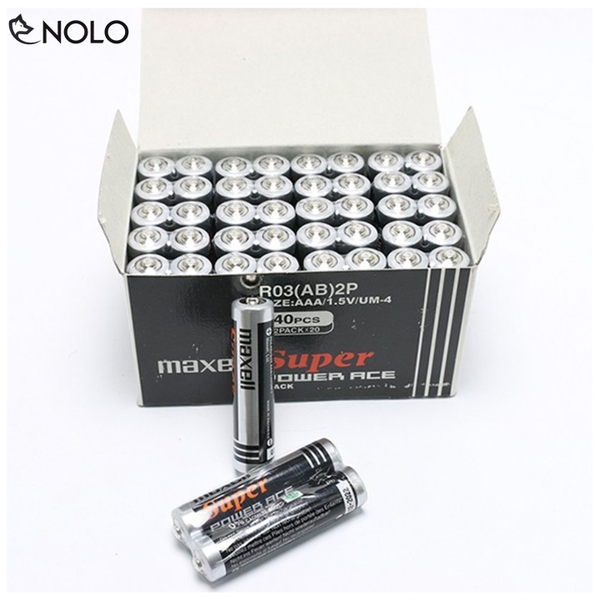 Hộp 40 Viên Pin Tiểu Mini R03 AAA 1,5V Maxell Dòng Super Power ACE Tem Bảo Đảm