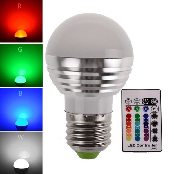 Bóng Đèn Led Búp 3W Đổi Màu 3D Có Remote Điều Khiển Từ Xa