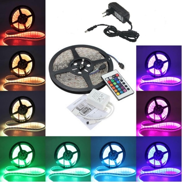 Đèn Led Dây 3D 7 Màu RGB 5M Có Remote Nhiều Chế Độ