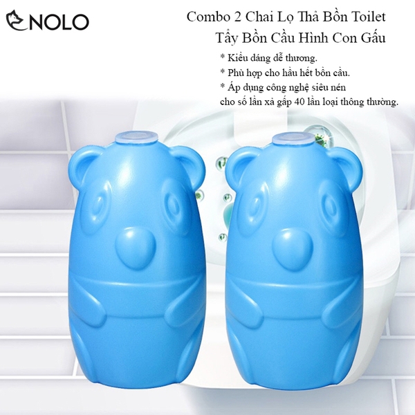 Combo 2 Chai Lọ Thả Bồn Toilet Tẩy Bồn Cầu Siêu Nén Hình Con Gấu Khử Mùi Ố Vàng Ngăn Vi Khuẩn