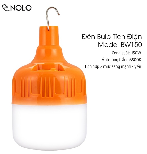 Đèn Bulb Pin Sạc Model BW150 Công Suất 150W Có 2 Mức Sáng Dung Lượng Pin 1200mah Có Kèm Bộ Sạc