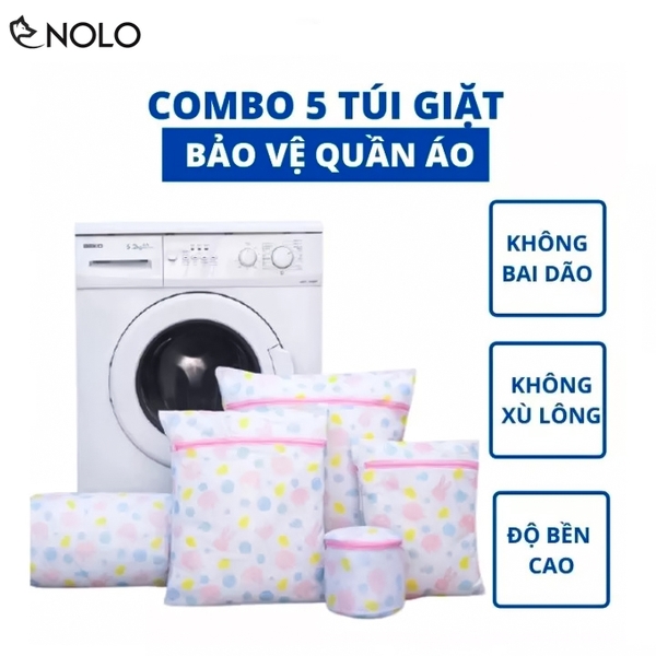Combo Set 5 Túi Giặt Vải Không Dệt Polyester Gồm Nhiều Kích Thước Giúp Bảo Vệ Quần Áo Hạn Chế Tình Trạng Xù Lông Rút Sợi Nhàu Nát