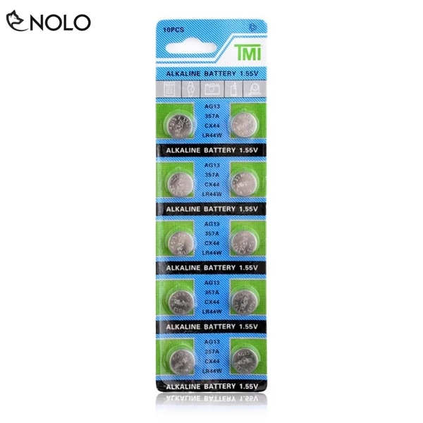 Vĩ 10 Viên Pin Cell Mini Model AG13 LR44 357 A76 G13 Điện Áp 1,55V