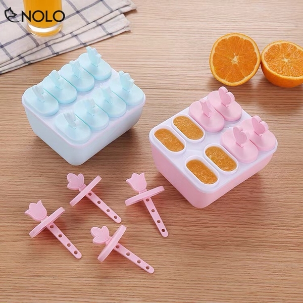 Combo 2 Khuôn Kem Khuôn Rau Câu 8 Que Có Nắp Chất Liệu Nhựa PP Thực Phẩm Dễ Làm Dễ Vệ Sinh Không Bám Mùi
