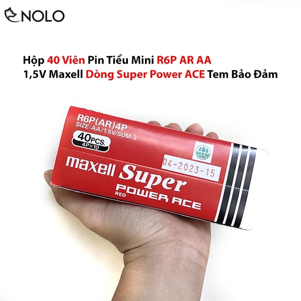 Hộp 40 Viên Pin Tiểu Mini R6P AR AA 1,5V Maxell Dòng Super Power ACE Tem Bảo Đảm