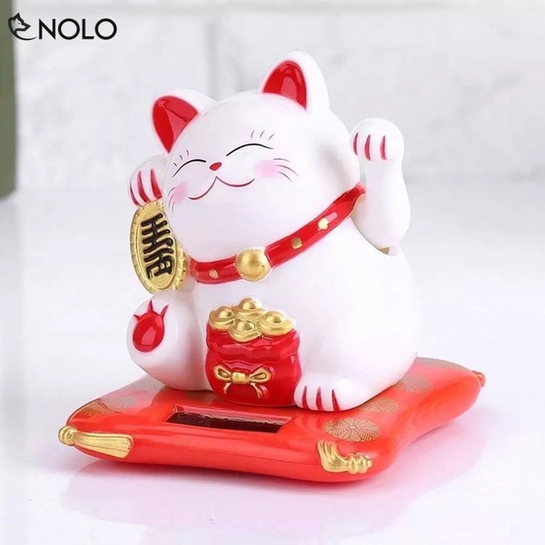 Mèo Thần Tài Mini Maneki Neko Tự Vẫy Tay Dùng Nguồn Năng Lượng Mặt Trời Chất Liệu Nhựa ABS