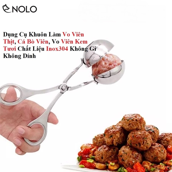 Dụng Cụ Khuôn Làm Vo Viên Thịt, Cá Bò Viên, Vo Viên Kem Tươi Chất Liệu Thép Không Gỉ Không Dính