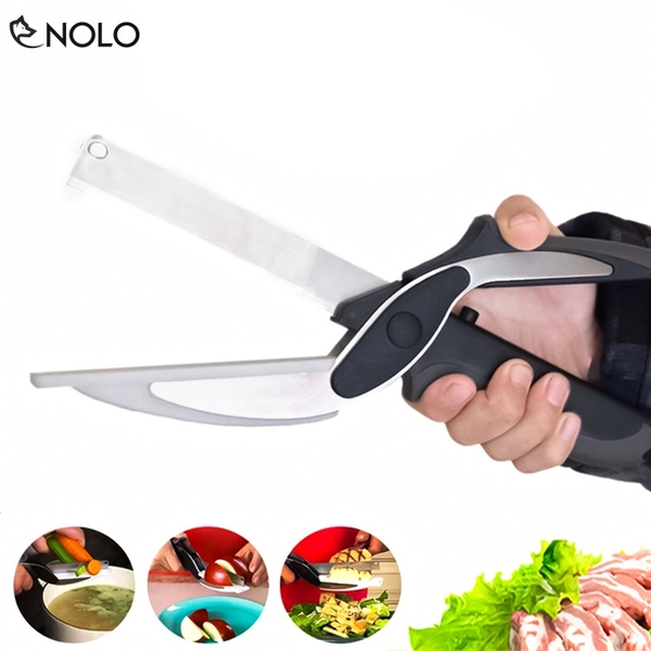 Kéo Cắt Rau Củ Quả Thịt Thực Phẩm Đa Năng 2in1 Kèm Thớt Chất Liệu Hợp Kim An Toàn Thực Phẩm