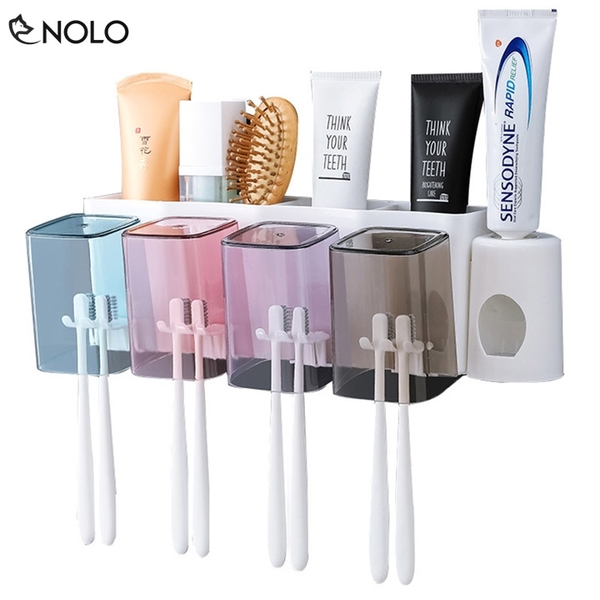 Bộ Khay Treo Bàn Chải Kem Đánh Răng Model 3030 Kèm 4 Cốc Ly Súc Miệng Model K401 Chất Liệu Nhựa PP Cao Cấp