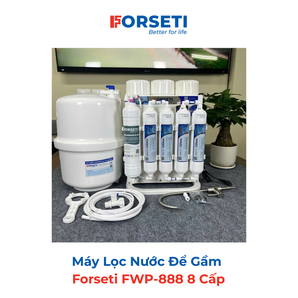 Máy lọc nước để gầm Forseti 8 cấp Model FWP-888-X8. Thiết kế siêu gọn mới nhất thích hợp nhiều không gian bếp. Bảo hành 24 tháng