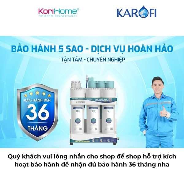 Máy lọc nước để gầm gọn nhẹ Karofi KAQ-U95 Pro với 10 cấp lọc, 123 Smax Pro V, RO Purifim, Bộ CN HP6.2