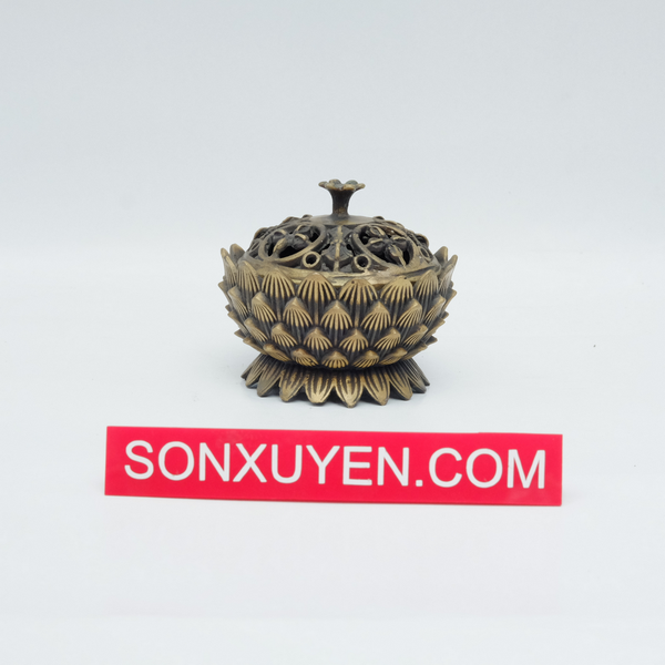 Xông trầm đồng hình bông sen, cao 8 rộng 9