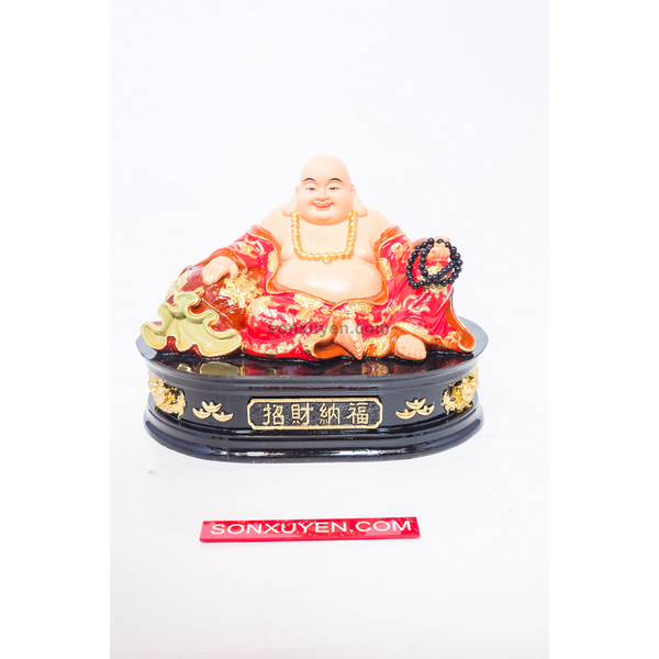 Phật di lặc có túi tiền gấm đỏ C22, R27,5