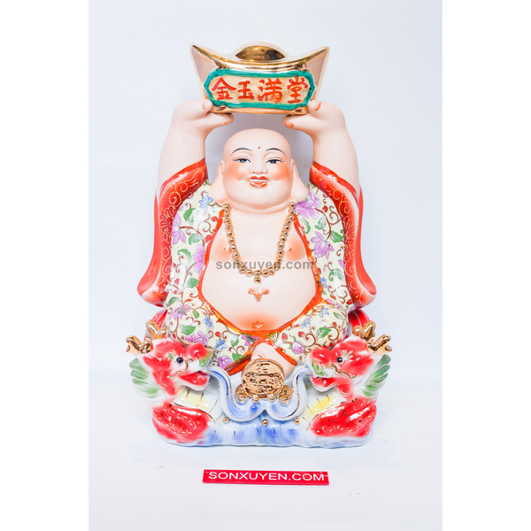 Phật di lặc sứ ngồi dâng vàng C45, R29