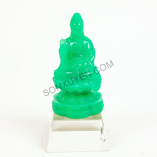 Phật bà ngọc xanh ngồi kệ kính C 15, R 8
