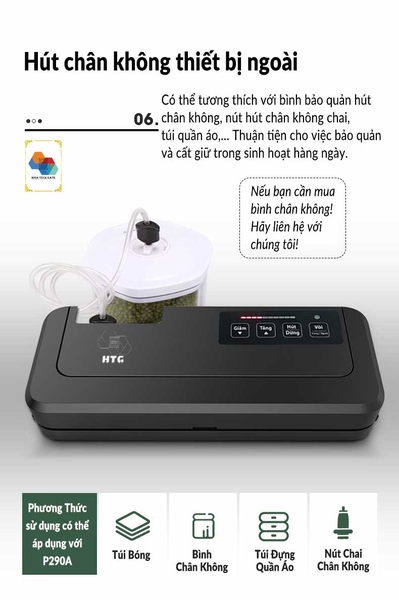 Máy hút chân không HTG-P290AD – Phiên bản quốc dân, KHÔNG KÉN TÚI