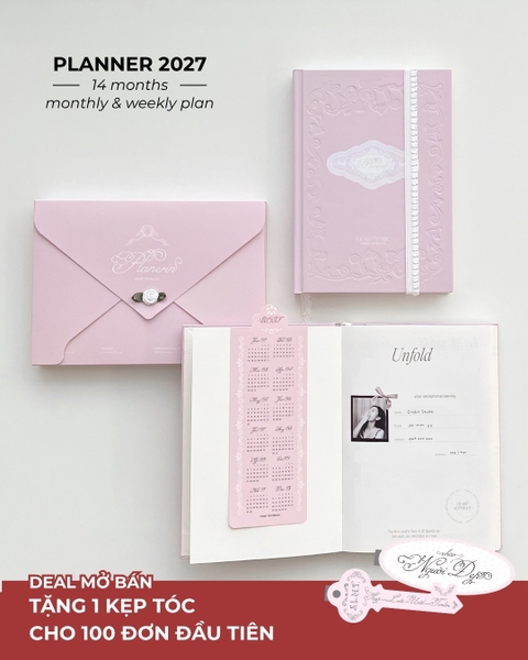 Sổ Planner 2027 14 tháng layout basic Framework Planner Ren Hồng