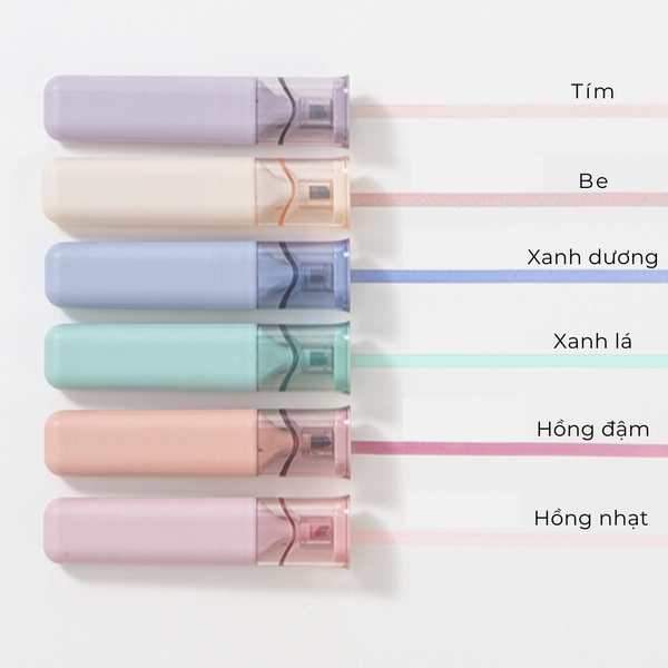 Set 6 bút highlight loại ngòi lớn màu pastel trang trí sổ vở
